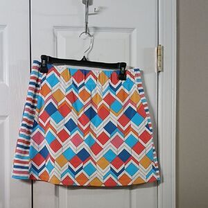 J. McLaughlin multicolor geometric faux wrap skort  Sz M NWOT